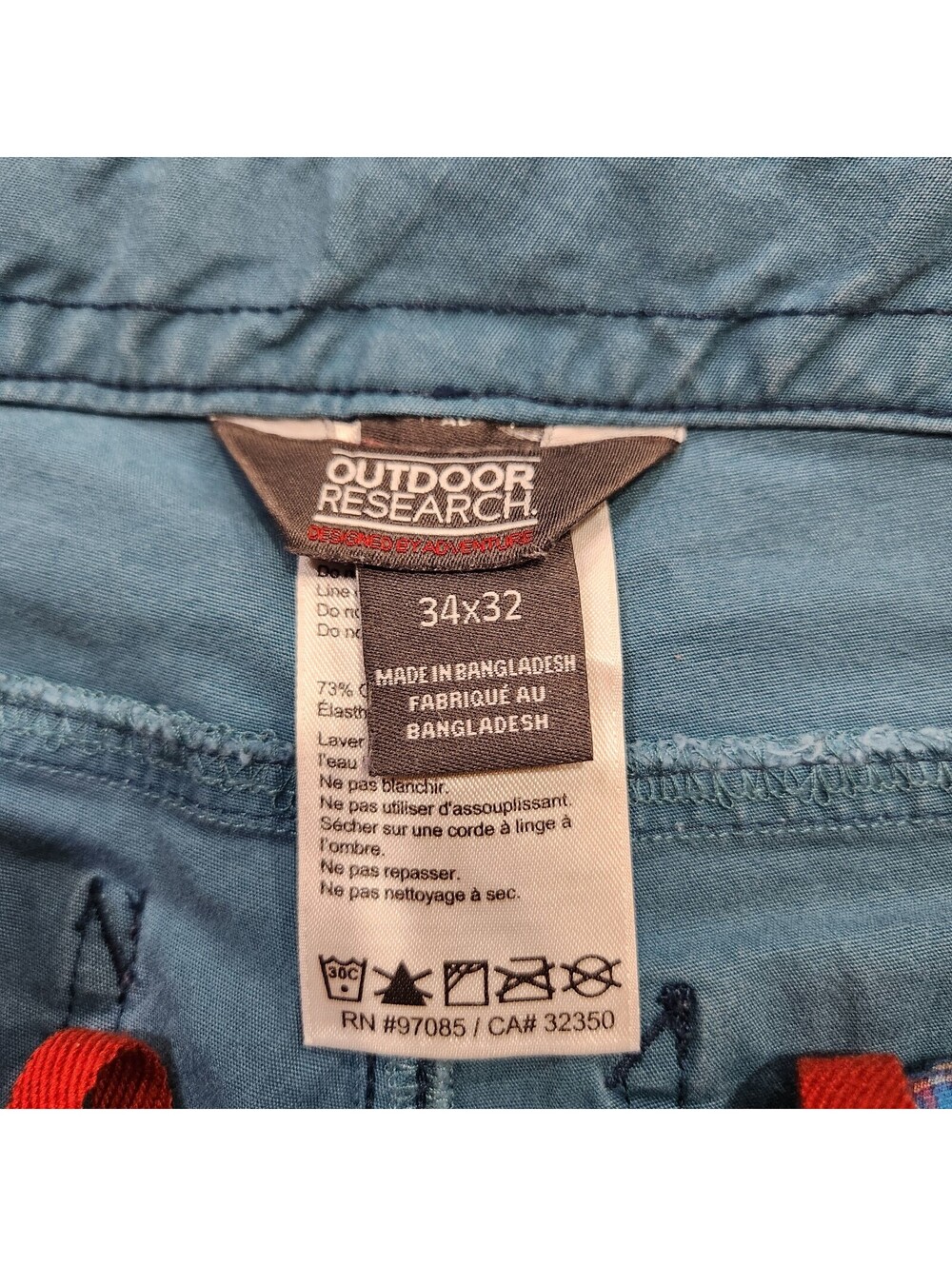 Outdoor Research Wadi Rum Climbing Pants Men 34x32 Teal Blue Plaid Pocket Lining - Picture 7 of 15